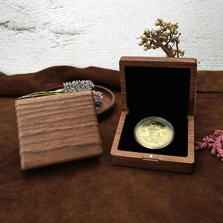 G2622 Wholesale Wood Organizer Storage Emblem Gift Box Jewelry Packaging Window Glass Lid Collection Black Walnut Wooden Boxes