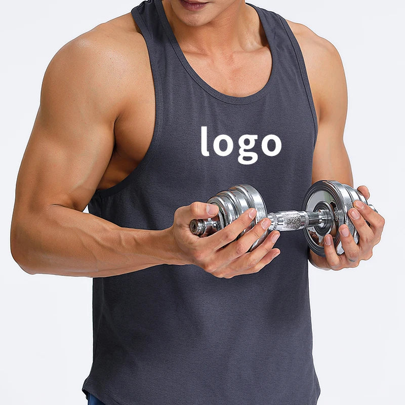 Sleeveless Men Fitness Wear Undershirt 100% Polyester Sports Muscle Shirt Custom Gym tank Tops