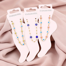 Waterproof New Models Summer Fashion Stainless Steel Anklet Girl Premium Petal Eye Anklet Accessory Anklet