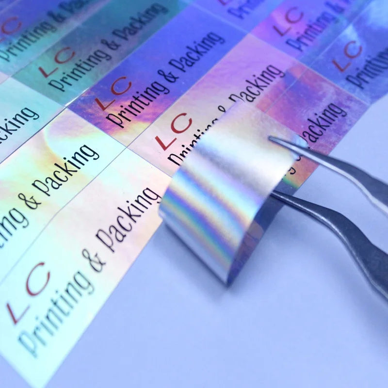 Custom Designed Holographic PET Stickers for Hair Accessories Lashes and Cosmetics Personalized Hologram Labels