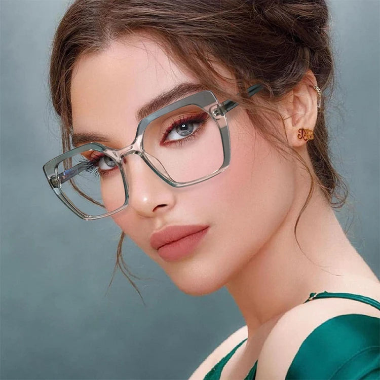 Wholesale New TR90 Two-color Glasses Frame Luxury Women Flat Mirror Custom Logo Computer Anti-blue Light Glasses