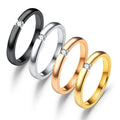 4MM Fashion Couple Ring Micro-inlaid Zircon Ring Stainless Steel Ring