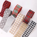 Plaid Check Burlap Jute Linen Ribbon Polyester Wired Edge Christmas Ribbons for Crafts Wrapping and Decoration