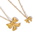 Trendy Women 18K Gold PVD Plated Bow Tie Necklace Waterproof Stainless Steel Bow Pendant Necklace Delicate Jewelry