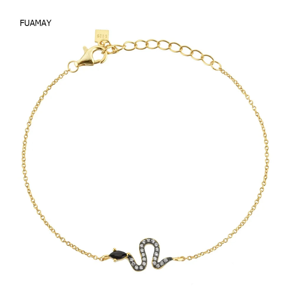 FUAMAY Fashion Cute Animal Jewelry Bracelets Snake Charms Bracelet Snake Chain 925