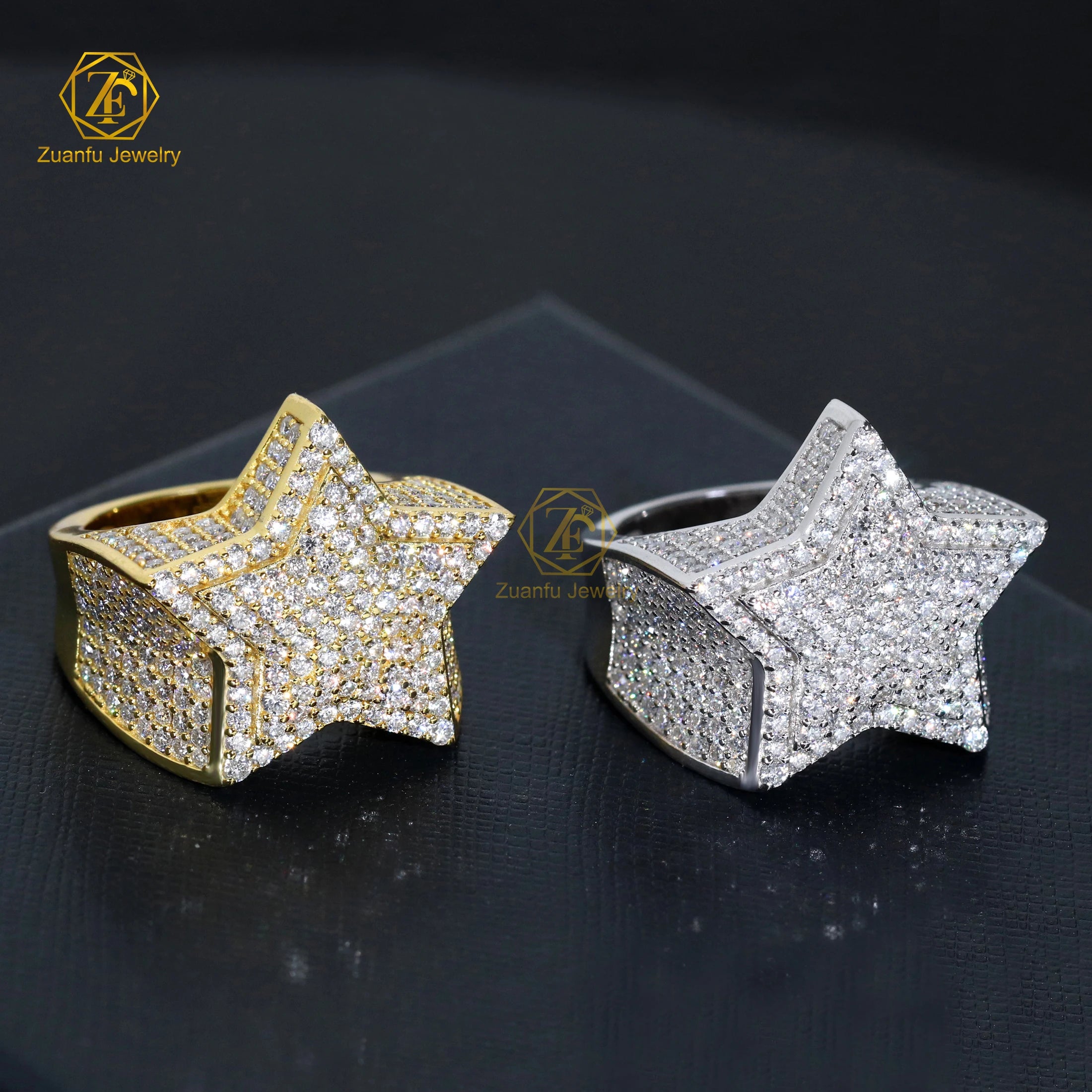 2026 New Fashion 925 Sterling Silver VVS Moissanite Star Ring Hiphop Style with GRA Certificate Fashionable Jewelry