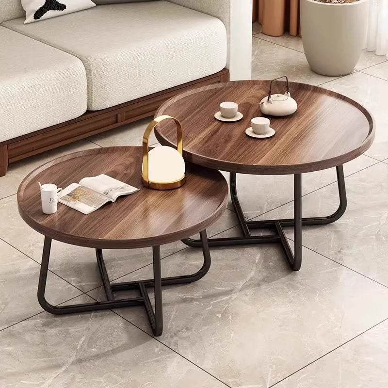 Hot Selling Stable Metal Frame Round Coffee Table Indoor Expandable Composite Board Sofa Side Table