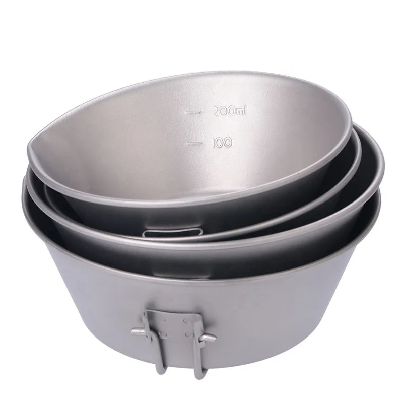 300ml/400ml Camping Titanium Folding Bowl Lightweight Multifunctional Titanium Outdoor Sierra Cup