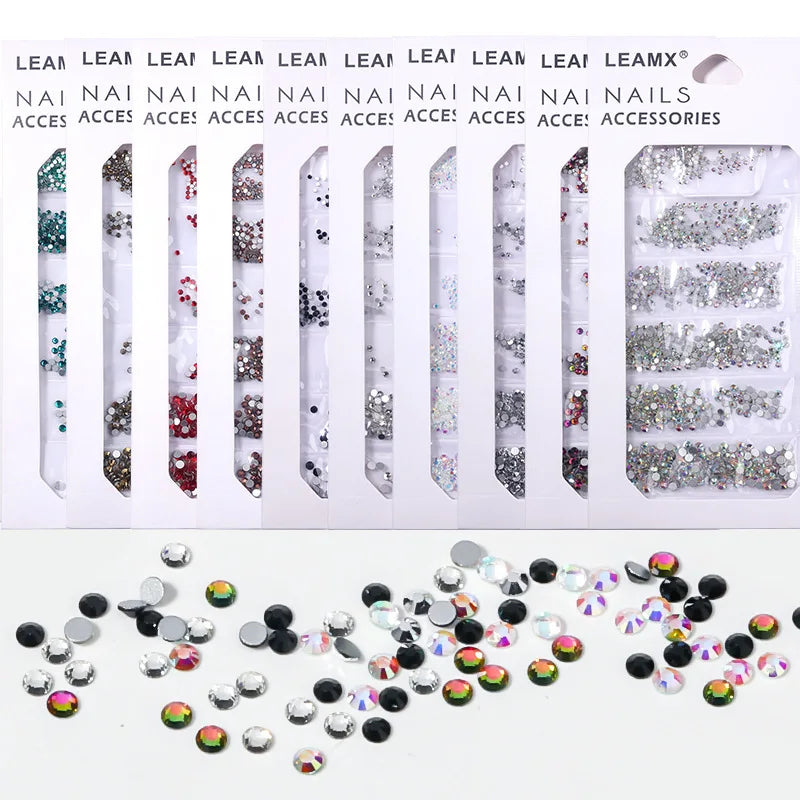 Priavete Label Custom 1440pcs Per Bag Crystal Nails Charm 3D Flat Nail Art Decoration Rhinestone