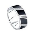 Chian Factory Custom logo Fashion 925 Sterling Silver Black Enamel Ring with Cubic Zircon