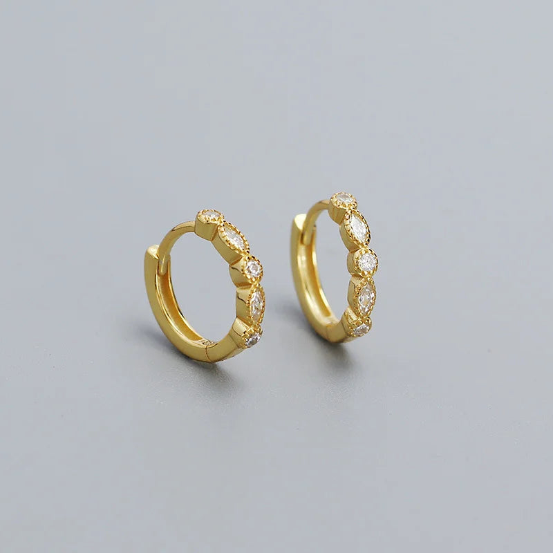 Chic Elegant Party Jewelry Gold 925 Sterling Silver Hoop Earrings Olive Zircon Classic Wedding Accessory for Women Wholesale