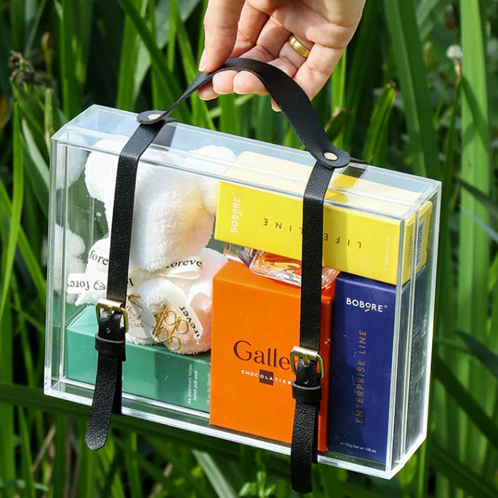 PU Leather Handle for Transparent Acrylic Gift Box Package Leather Strap for Wedding Candy Boxes Wedding Bridesmaids Gifts
