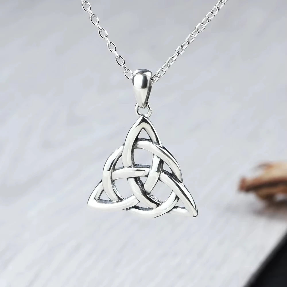 925 Sterling Silver Jewelry Good Luck Irish Triangle Endless Love Celtic Knot Necklace Celtic Knot Heart Pendant Necklace
