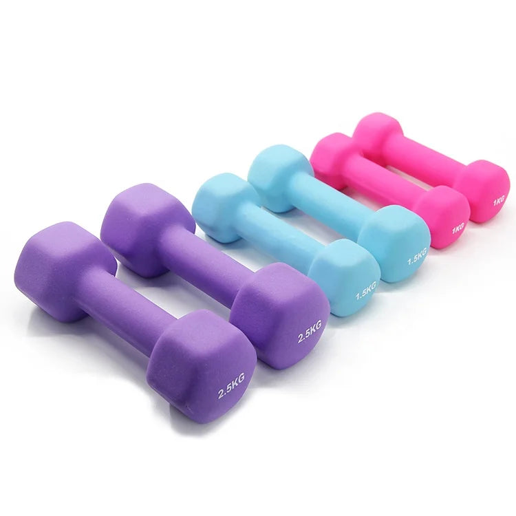 CooSport 0.5kg 1kg 1.5kg 2kg 3kg 10kg Hot Sell Iron and Rubber Mini Unisex Dumbbells Set for Home Use Exercise Body Building