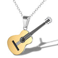 Creative Personalized Music Guitar Pendant Necklace Gold Plated Stainless Steel for Anniversary-Unisex