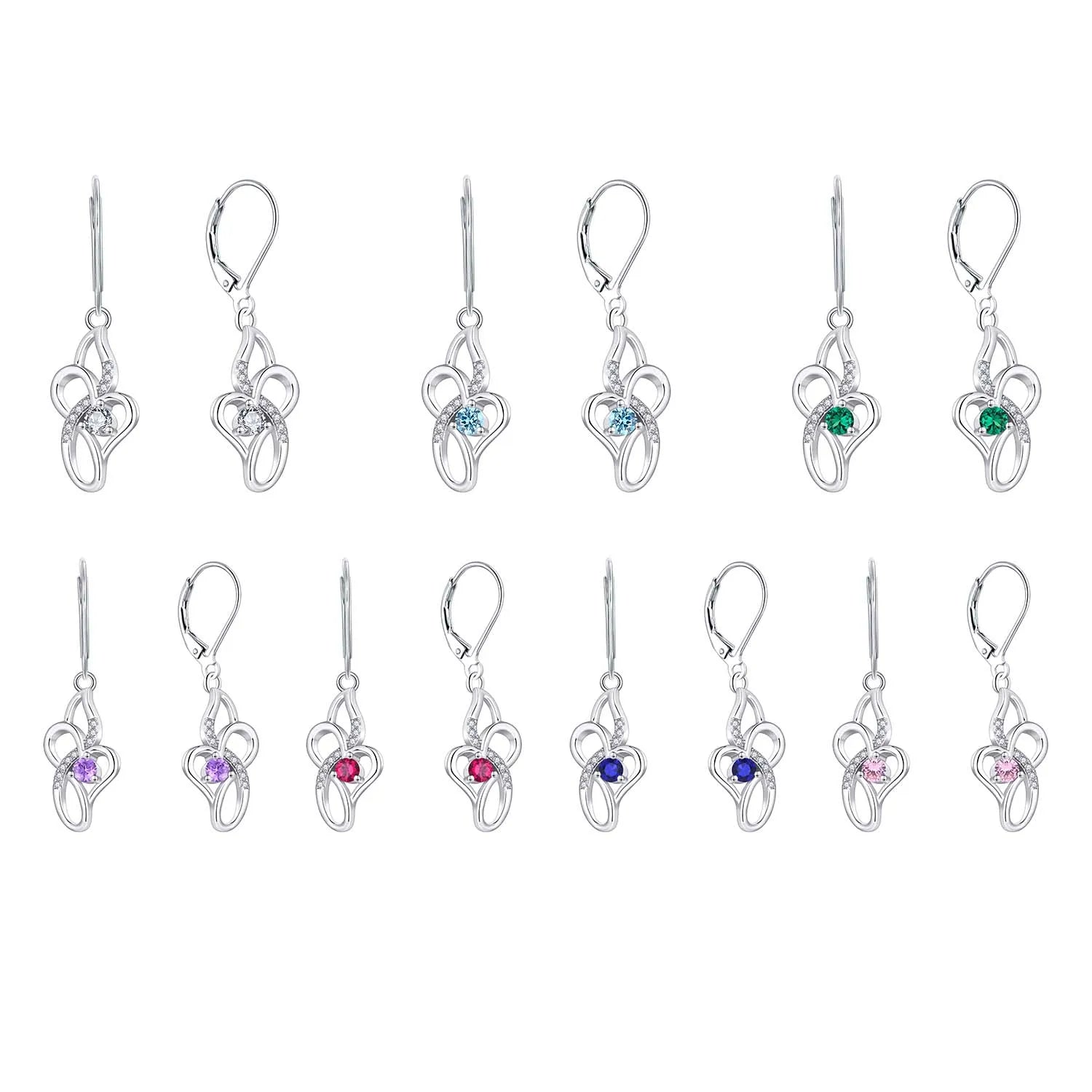 QINGXIN 925 Sterling Silver Mother's Day Gift Party Jewellery Luxury Zircon Gemstone Hoop & Huggie Drop Earrings Women