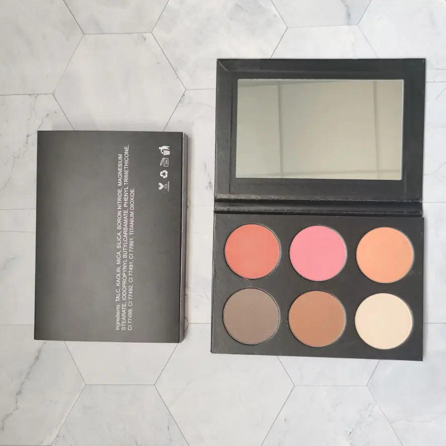 Professional Cosmetic 6 Colors High Pigment Blusher Contour Palette No Logo Long Lasting Contour Palette Blusher