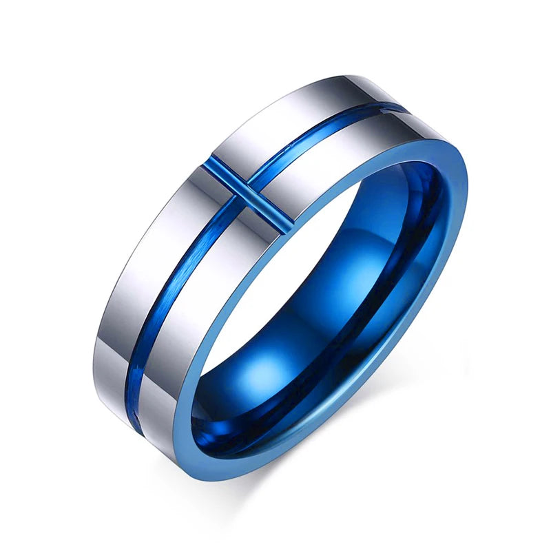 Dropshipping Fashion 6mm Silver Blue Tungsten Carbide Rings Jewelry Men for Wedding