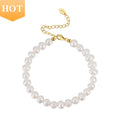 RINNTIN GPB10 Wholesale 925 Silver Pearl Bracelet Natural Baroque Freshwater Pearls Beads Chain Gold Plated Bracelets for Women