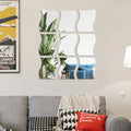 Non-Shattering Wave Shape Decorative Acrylic Mirrorwall Sticker Self-Adhesive Non-Toxic for Household Bathroom Makeup Other