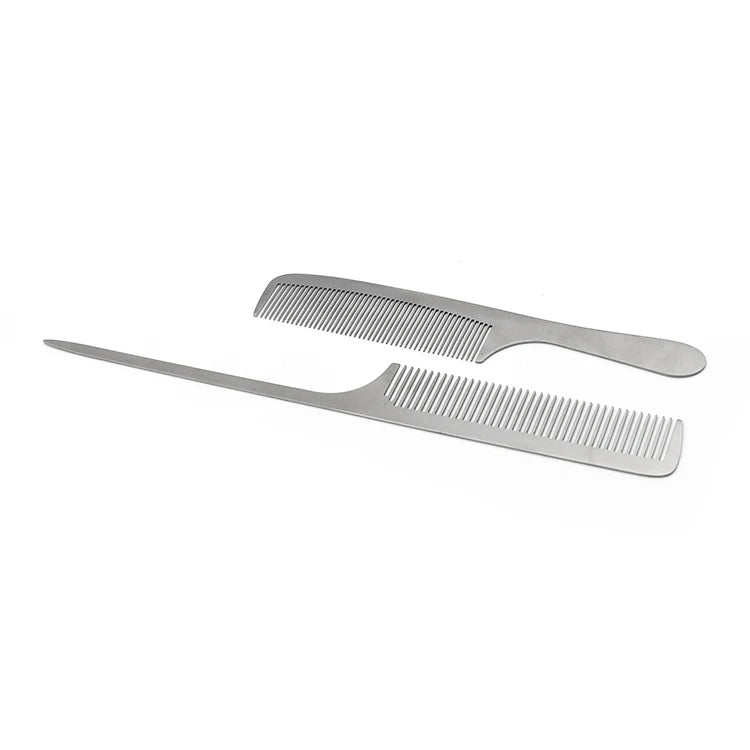 Creative Gift Fine Tooth Metal Hair Comb Braiding Rat Tail Comb With Custom LOGO