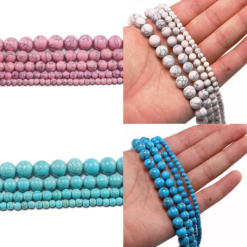 Wholesale 4/6/8/10/12mm Round Blue Line Natural Gemstone Turquoises Loose Beads for Jewelry Making
