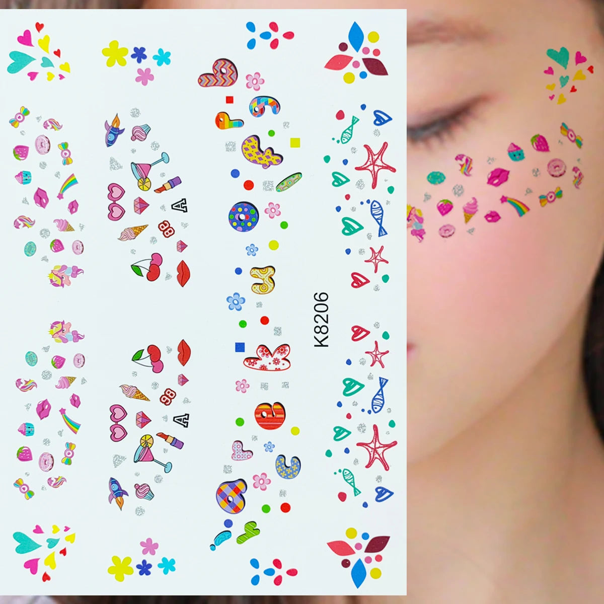 Custom OEM New Children's Day Face Freckles Tattoo Stickers Cartoon Cute Stage Makeup Water Transfer Fake Tattoos Stickers