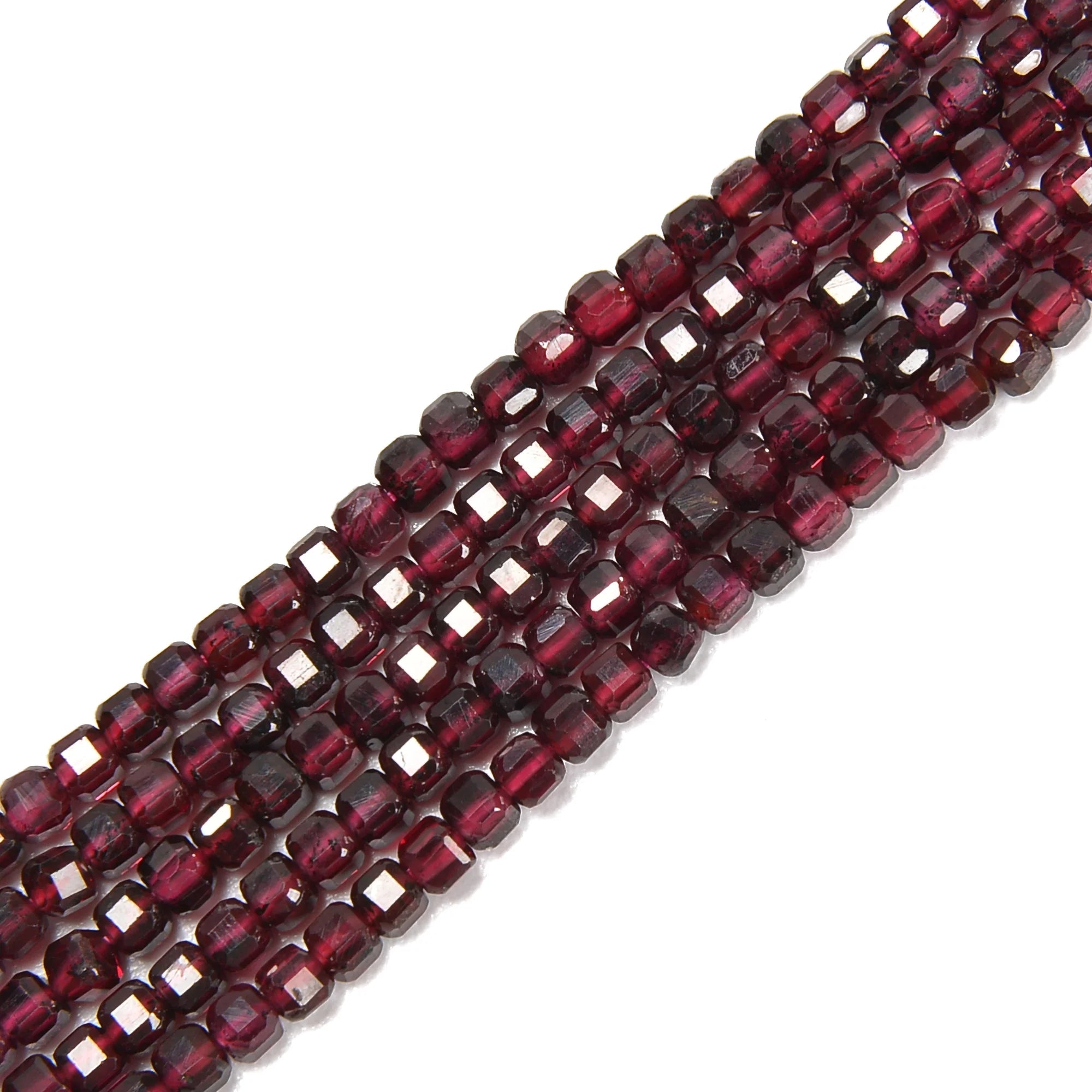 Natural Red Garnet Amethyst Labradorite Tourmaline Turquoise Gemstone Bead 2mm 3mm Faceted Cube Beads for Jewelry Making