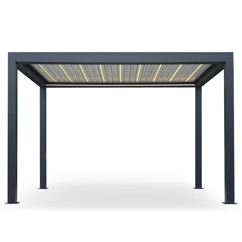 Factory Customizable Retractable Waterproof Roof Shutter Adjustable Aluminum Electric Terrace Pergola Gazebo Powder Coated