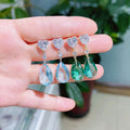 Huitan Sea Blue Green Color Crystal Wedding Party Jewelry Women Waterdrop Cubic Zirconia Long Dangle Drop Fancy Bridal Earrings