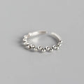 925 Sterling Silver Irregular Beads Women Adjustable Rings Jewelry