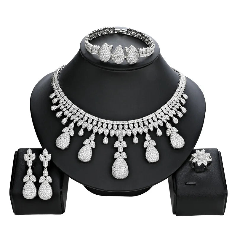 Banquet Luxury Zircon Jewelry Set European American Classical Bridal Jewelry Set Fashion Necklace Sets for Women Jewelry
