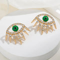 Jewelry Vendor China Wholesale Women 18K Gold Zinc Alloy Crystal Rhinestone Beaded Big Eye Stud Earring With Green Eye Ball