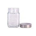 Decorative 300ml 10oz square Storage Food Glass Jar with Stainless Steel Lid