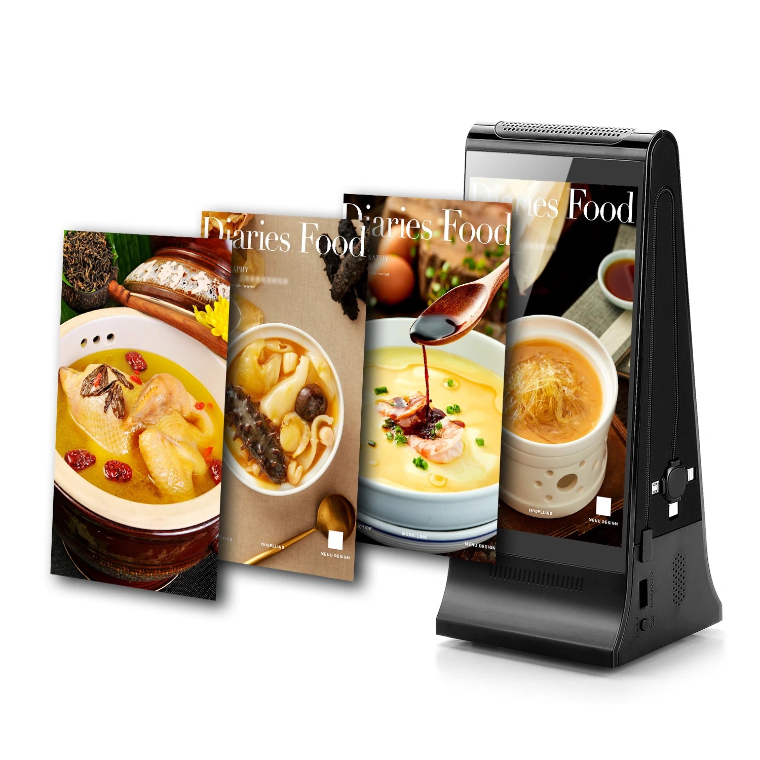 Battery Powered Menu Board Restaurant Double Side 7 Inch Touch Order Screen Display Device Table Stand NFC Advertising Player