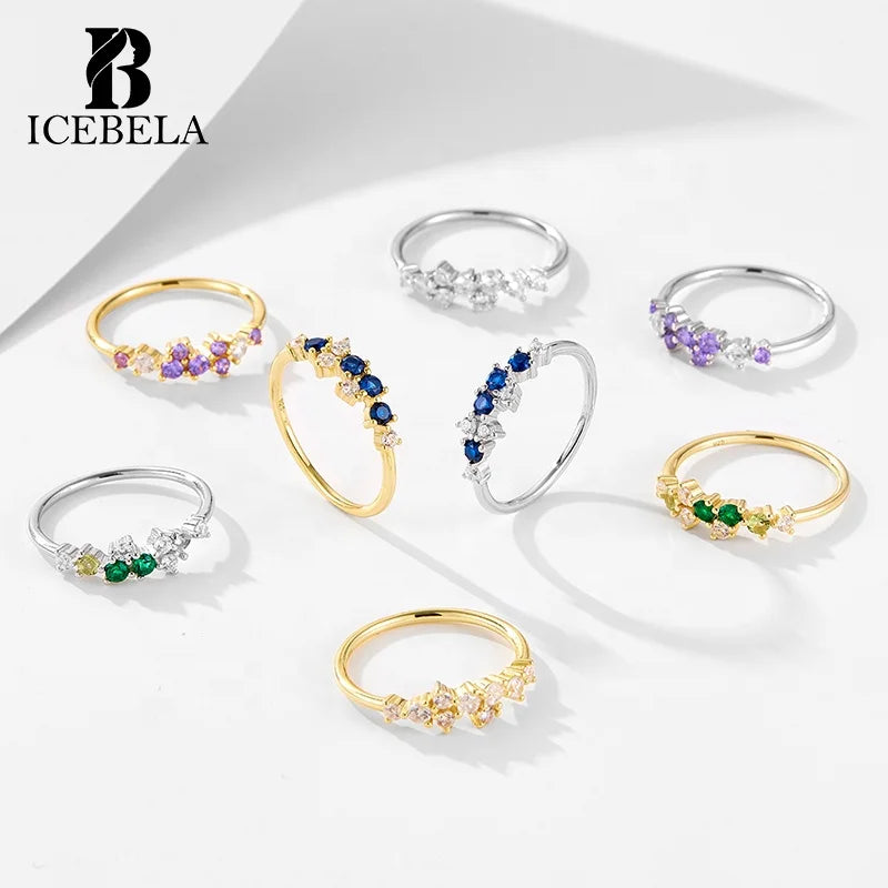 Fine Zircon Trendy 925 Sterling Silver the Night Sky Inspired Twinkling Stars Stackable Cluster Rings Jewelry for Women Girls