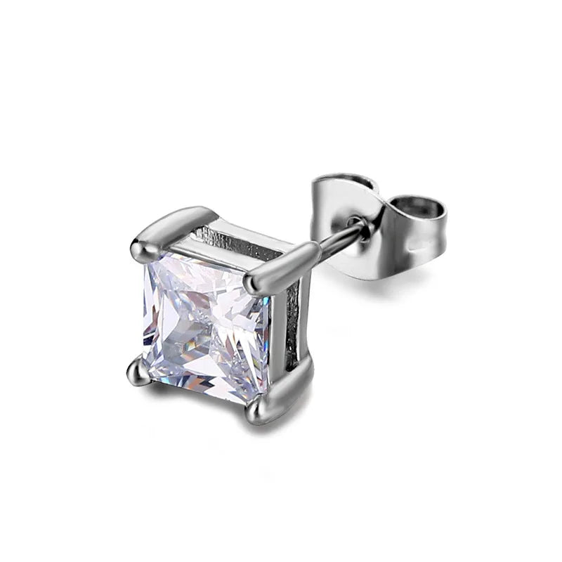 Top Seller Cast Stainless Steel Stud Earrings Small Crystal Zircon Black Fancy Pack for Women and Men for Anniversary