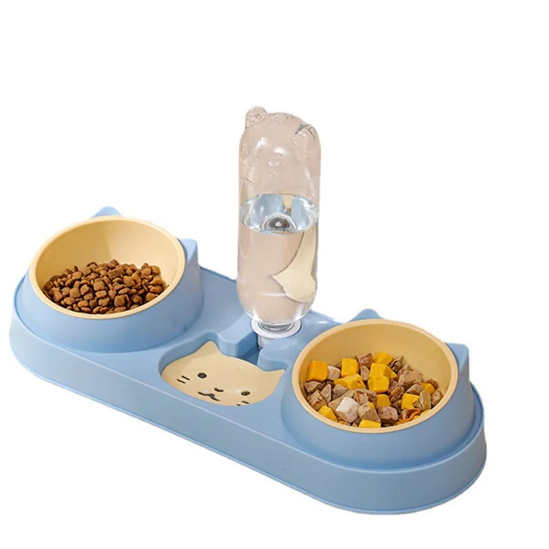 Stainless Steel Bowls for Dogs Cats Sustainable 2 in 1cat Water Fountain and Food Inox No-drip Pet Water Dispenser Metal Support