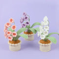 Handmade Crocheted 9 Heads Bell Orchid Flower Decorative Potted Woolen Yarn Home Potted Flowers