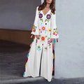 2020 European and American Fringed Long Skirt Bohemian Print Dress