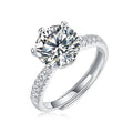 3CT S925 Sterling Silver Inlay Moissanites Ring for Women Six Claw Wedding Mossanite Jewelry