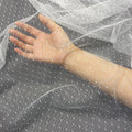 In-Stock 63\" Fancy White Polyester Tulle Fabric Wedding Mesh Soft Embroidery for Bridal Girl's Apparel Plain Pattern Design