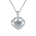 S925 Sterling Silver Moissanite Heart Pendant Necklace Classic Style for Engagement or Wedding Great Gift Idea