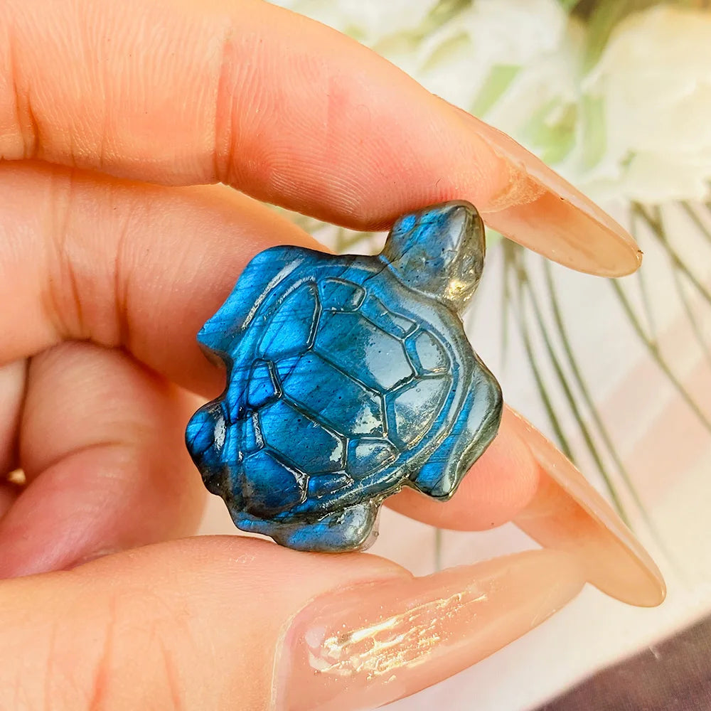 Hot Sale Wholesale Labradorite Turtles Crystal Cravings Craved Blue Flash Healing Energy Stone labradorite crafts for Gift