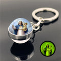 Wholesale Virgin Mary Time Gem Key Chain Pendant Double-sided Crystal Glass Ball Key Chain Accessories