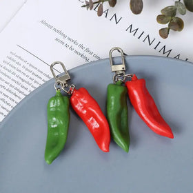 Red Horn Pendant Italian Chili Pepper Food Keychain for Good Luck Bag Charm Custom Souvenir 3D PVC Chili Pepper Charm Key Rings
