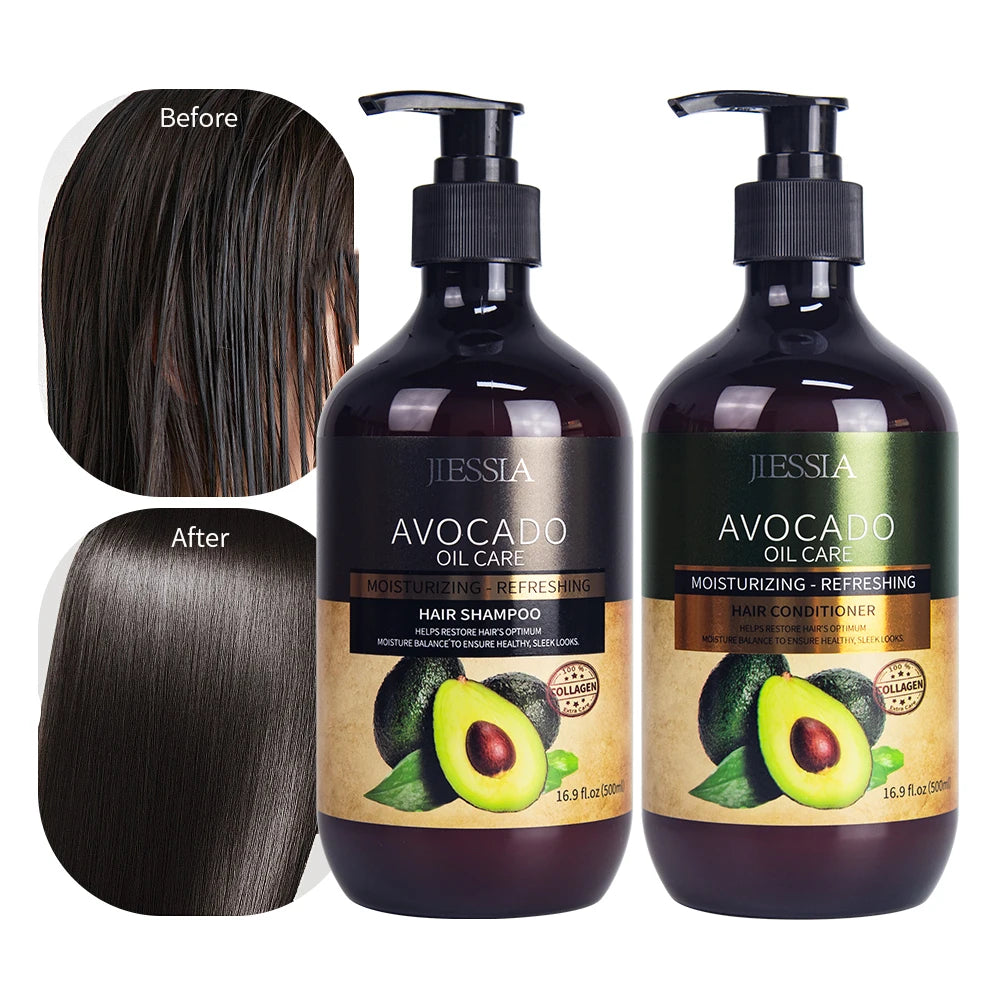 Oem Custom Stimulates Growth Natural Treatment Moisturize Repair Collagen Avocado Shampoo and Conditioner