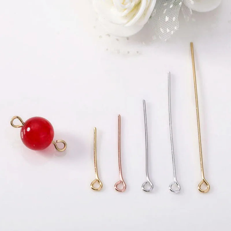 Jewelry Finding Gold/Silver Color Metal Eye Head Pins 20-50mm for Bracelet Earrings Necklace Making DIY KUOYU