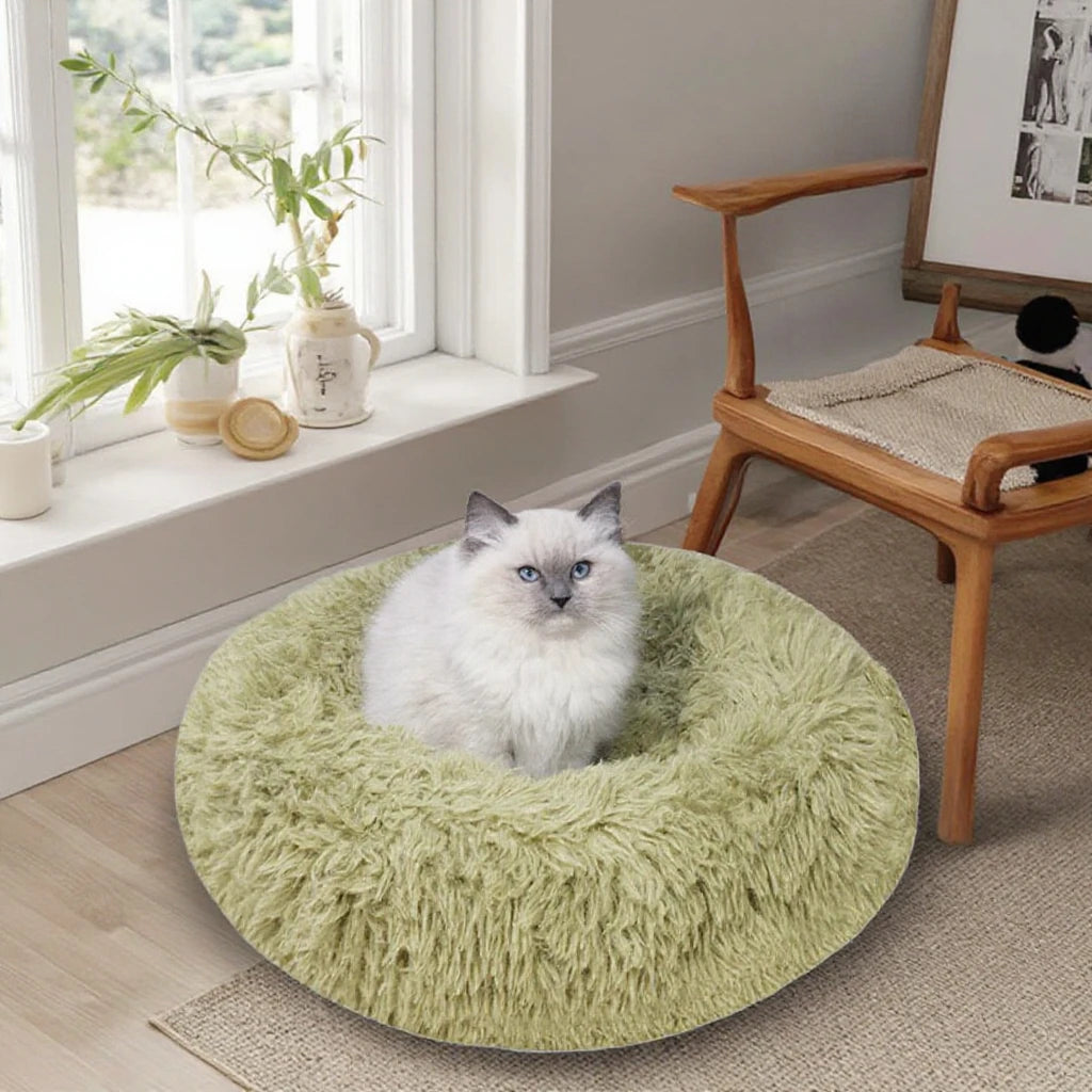 New Style Super Soft Round Pet Nest Solid Pattern Fluffy Dog Velvet Mat Portable Removable Winter Bed for Cats and Dogs