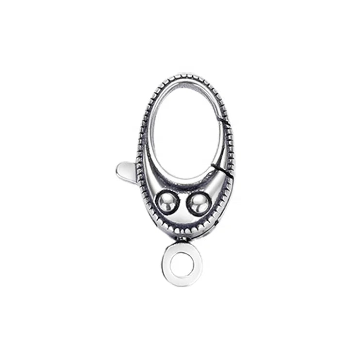 Black & Silver Tone Oxidized 925 Sterling Silver Swivel Oval Clasp Lock Keychain Clasp Ring Unique Jewelry Lobster Connector